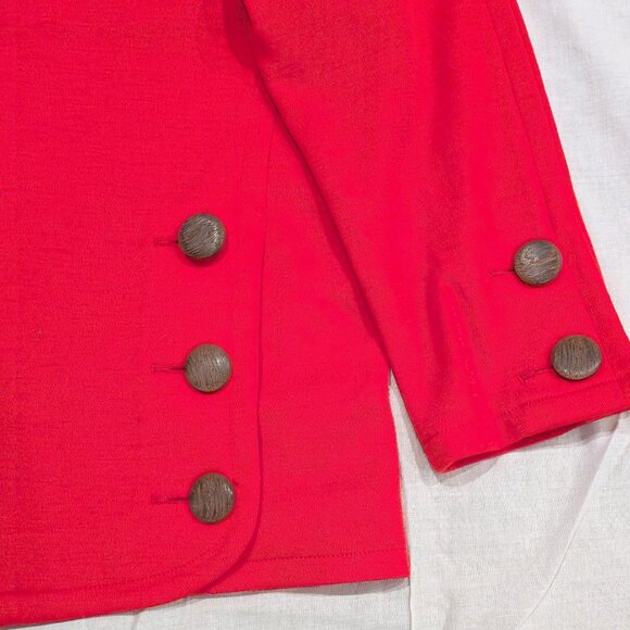 Vintage 70s Yves Saint Laurent Rive Gauche Red Wool Button Detail Top Blouse SZ - Picture 4 of 5